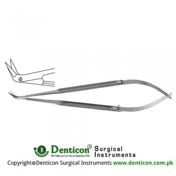 Micro Vascular Scissors Round Handle - Extra Delicate Blades - Angled 60° Stainless Steel, 16.5 cm - 6 1/2"